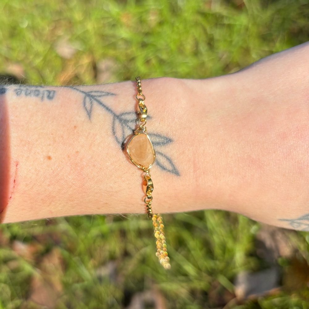 Orange Garnet Interchangeable Adjustable Bracelet - image 1